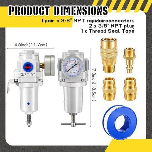 Tuanse 1/2 "NPT منظم الهواء المضغوط، منظم ضغط الهواء المضغوط، مقبض T، مقياس 0-150 رطل لكل بوصة مربعة ودعامة معدنية in Saudi Arabia