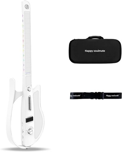Stringless Smart Guitar, Portable and Foldable with App Control, Chord Generator, Electric Travel Guitar Built-in Drum Machine & Speakers, No Strings Attached for Beginners & Bands, White in Saudi Arabia