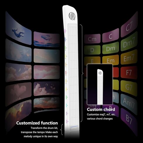 Stringless Smart Guitar, Portable and Foldable with App Control, Chord Generator, Electric Travel Guitar Built-in Drum Machine & Speakers, No Strings Attached for Beginners & Bands, White in Saudi Arabia