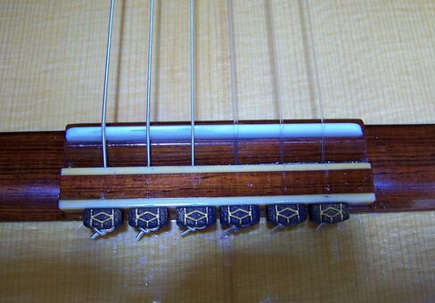 Rosette Diamond Secure Classical Guitar String Ties/New Gold Inlay/Black Bridge Beads in Saudi Arabia
