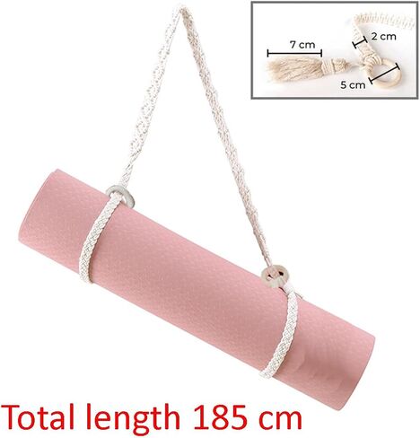 Mollensiuer 1Pc Adjustable Handwoven Yoga Mat Strap, Cotton, Beige, Fabric, Simple Style in Saudi Arabia