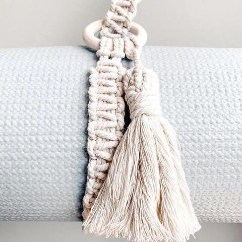 Mollensiuer 1Pc Adjustable Handwoven Yoga Mat Strap, Cotton, Beige, Fabric, Simple Style in Saudi Arabia