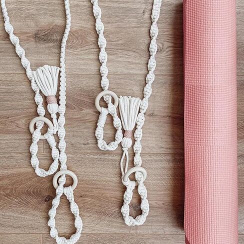 Mollensiuer 1Pc Adjustable Handwoven Yoga Mat Strap, Cotton, Beige, Fabric, Simple Style in Saudi Arabia