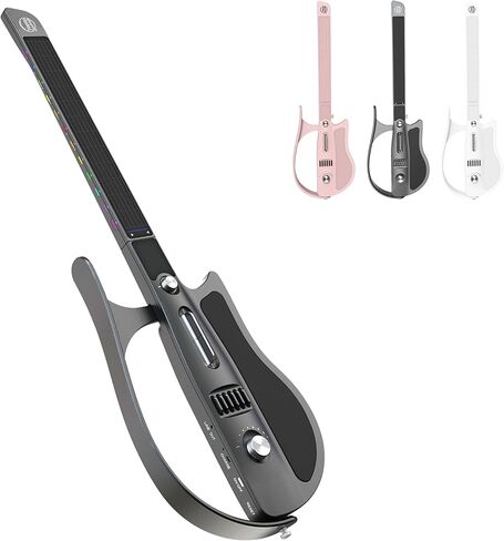 Stringless Smart Guitar, Portable and Foldable with App Control, Chord Generator, Electric Travel Guitar Built-in Drum Machine & Speakers, No Strings Attached for Beginners & Bands, White in Saudi Arabia