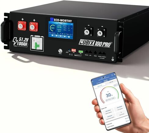 Eco-Worthy 48v 400ah LifePo4 Lithium Battery (4 Pack 48V 100ah V3) مع BMS ، سعة 20.48 كيلو واط ساعة ، بطارية رف الخادم مع Bluetooth ، 6000 دورة عميقة ، مثالية لشركة Off-Grid ، شمسي (شراء البطاريات الحصول على رف) in Saudi Arabia