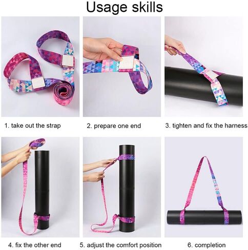 Adjustable Yoga Mat Carry Strap Multicolor Fitness Sling for Sports Equipment in Saudi Arabia