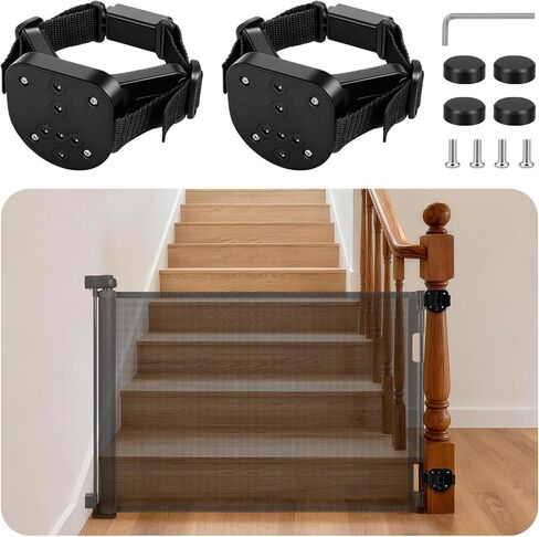 Retractable Baby Gate, Extra Wide Safety Kids or Pets Gate, 33" Tall, Extends to 55" Wide, Mesh Safety Dog Gate for Stairs, Indoor, Outdoor, Doorways, Hallways, Easy to Wipe(Grey) in Kuwait