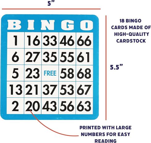 Popular Playthings Classic Bingo Game Kit, Metal Cage with Reusable Cards and Marker Chips, Board Game Set for Adults and Kids - 18 Cards & 150 Chips in Saudi Arabia