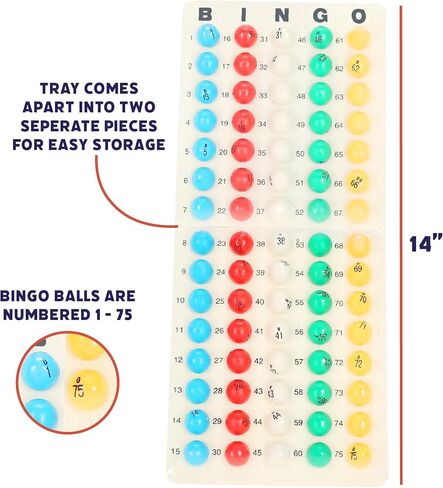 Popular Playthings Classic Bingo Game Kit, Metal Cage with Reusable Cards and Marker Chips, Board Game Set for Adults and Kids - 18 Cards & 150 Chips in Saudi Arabia