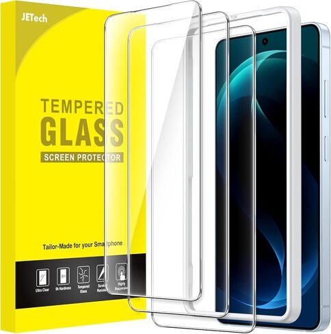 واقي شاشة Jetech لـ Samsung Galaxy S25 Edge ، فيلم زجاجي مقسى ، معرف بصمات الأصابع متوافق ، واضحة عالية الدقة ، 3 عبوات in Kuwait