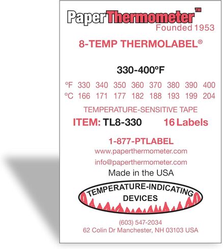 8-Temp Thermolabel 330-400 درجة فهرنهايت حزمة ملصقات لدرجة الحرارة مكونة من 16 ملصقًا in Kuwait