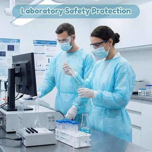 Xuhal 36 Set Blue Disposable Isolation PPE Gowns and Shoe Covers Bulk Fully Closed Double Tie Back Elastic Cuffs for Home Isolation Labs Beauty Agencies Food Service Tattoo Practices Unisex Adult in Saudi Arabia