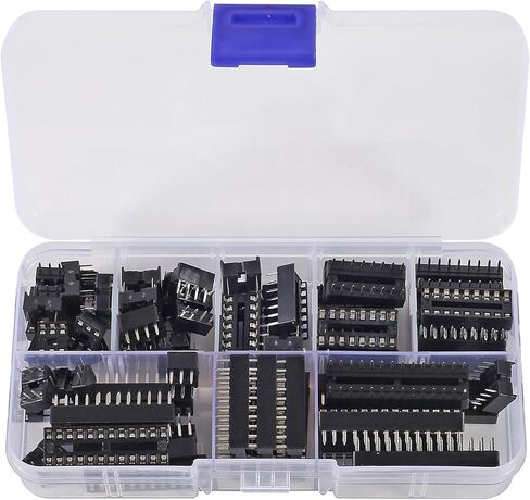 66PCS DIP IC Sockets Adaptor Solder Type Socket Kit 6 8 14 16 18 20 24 28 Pin DIP6 DIP8 DIP14 IC Connector 2.54mm Pitch in Saudi Arabia
