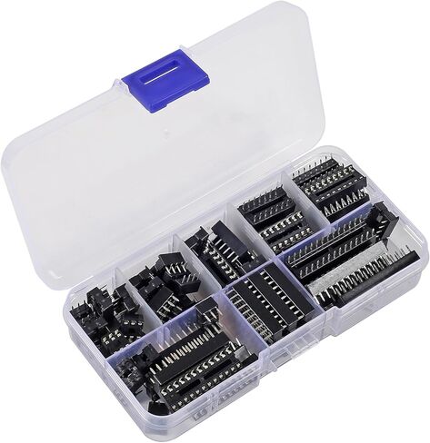 66PCS DIP IC Sockets Adaptor Solder Type Socket Kit 6 8 14 16 18 20 24 28 Pin DIP6 DIP8 DIP14 IC Connector 2.54mm Pitch in Saudi Arabia