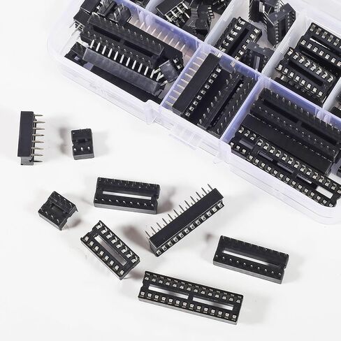 66PCS DIP IC Sockets Adaptor Solder Type Socket Kit 6 8 14 16 18 20 24 28 Pin DIP6 DIP8 DIP14 IC Connector 2.54mm Pitch in Saudi Arabia