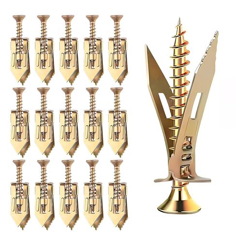 SOPAMI 100 قطعة من مثبتات الحفر الذاتي للجدران الجافة مع مجموعة براغي، 50 قطعة من المراسي الصخرية (0.47 × 1.18 بوصة) و50 قطعة من البراغي، مما يلغي الحاجة إلى الحفر أو ثقب الثقوب في الحائط in Kuwait