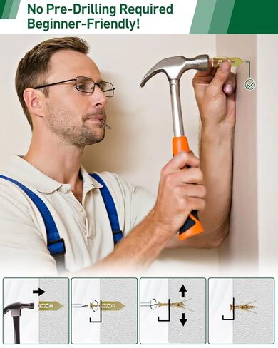 154 قطعة من مثبتات الحوائط الجافة ذاتية الحفر بدون حفر، 3 مقاسات من مراسي الحوائط الجافة المعدنية ومجموعة براغي التمدد للألواح الصخرية - الفولاذ المطلي بالزنك يحمل 100 رطل + لتزيين الجدران، والمرآة، والإطارات، والصور، وحامل التلفزيون in Kuwait