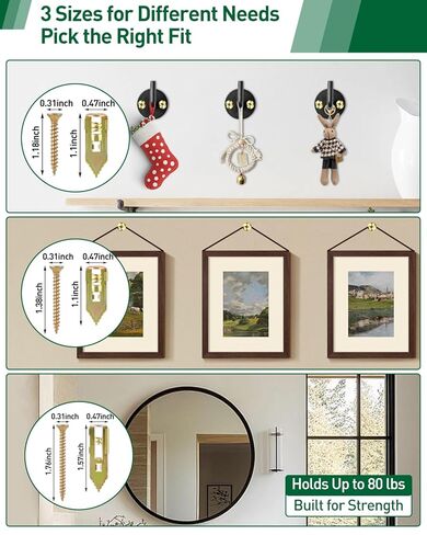 154 قطعة من مثبتات الحوائط الجافة ذاتية الحفر بدون حفر، 3 مقاسات من مراسي الحوائط الجافة المعدنية ومجموعة براغي التمدد للألواح الصخرية - الفولاذ المطلي بالزنك يحمل 100 رطل + لتزيين الجدران، والمرآة، والإطارات، والصور، وحامل التلفزيون in Kuwait