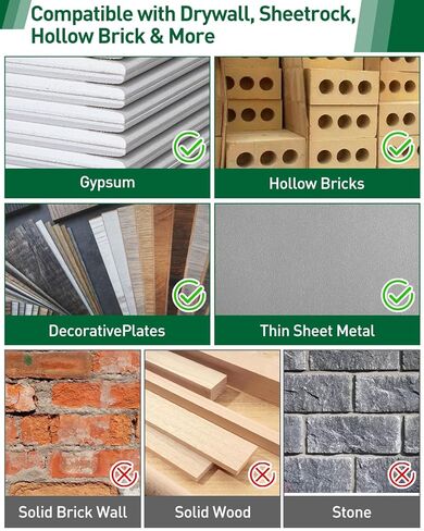 154 قطعة من مثبتات الحوائط الجافة ذاتية الحفر بدون حفر، 3 مقاسات من مراسي الحوائط الجافة المعدنية ومجموعة براغي التمدد للألواح الصخرية - الفولاذ المطلي بالزنك يحمل 100 رطل + لتزيين الجدران، والمرآة، والإطارات، والصور، وحامل التلفزيون in Kuwait
