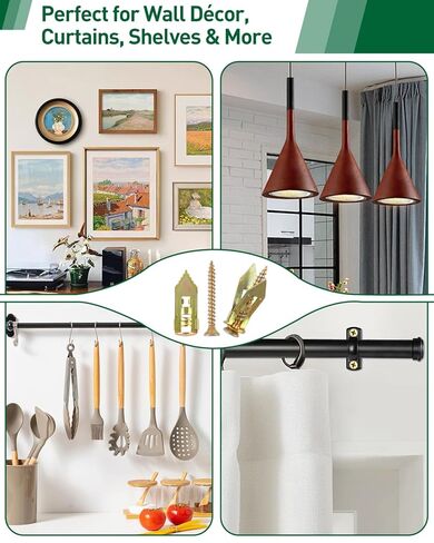 154 قطعة من مثبتات الحوائط الجافة ذاتية الحفر بدون حفر، 3 مقاسات من مراسي الحوائط الجافة المعدنية ومجموعة براغي التمدد للألواح الصخرية - الفولاذ المطلي بالزنك يحمل 100 رطل + لتزيين الجدران، والمرآة، والإطارات، والصور، وحامل التلفزيون in Kuwait