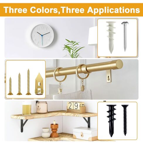 KURUI مجموعة متنوعة من مرساة الحوائط الجافة ذات الحفر الذاتي 140 قطعة، 30 مجموعة من مرساة توسيع بلاستيكية شديدة التحمل و40 مجموعة من مرساة ومسامير قبضة الحوائط الجافة، لتعليق ديكور الحائط، وإطارات الصور، والأرفف in Kuwait