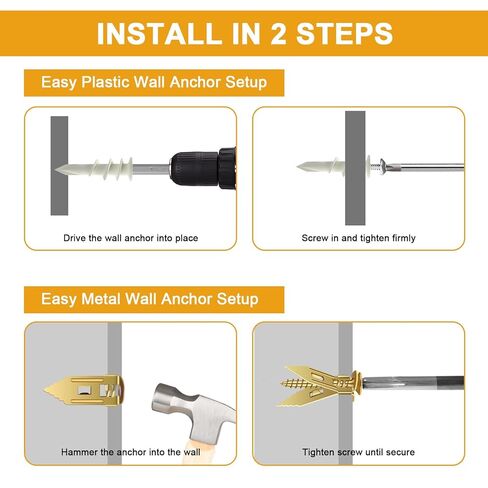 KURUI مجموعة متنوعة من مرساة الحوائط الجافة ذات الحفر الذاتي 140 قطعة، 30 مجموعة من مرساة توسيع بلاستيكية شديدة التحمل و40 مجموعة من مرساة ومسامير قبضة الحوائط الجافة، لتعليق ديكور الحائط، وإطارات الصور، والأرفف in Kuwait