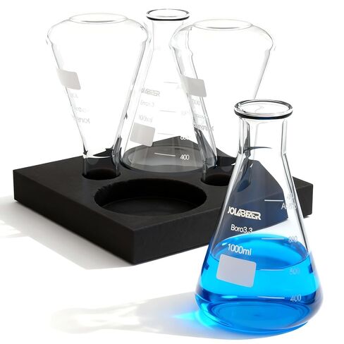 8 عبوات من قوارير Erlenmeyer سعة 500 مل - كوب مخروطي مصنوع من زجاج البورسليكات بدرجة مختبر 3.3، قارورة كيمياء مختبرية ضيقة الفم للعلوم والتخمير والمدرسة وبادئ الخميرة - حزمة إسفنجية EPE in Saudi Arabia