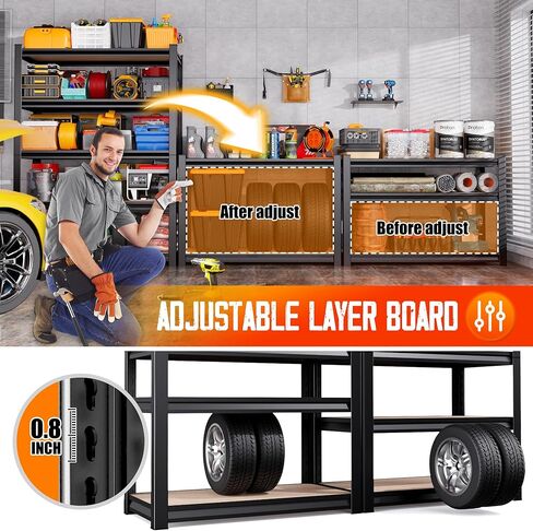 71"H Garage Shelving-2050LBS 5 Tier Storage Shelves,Adjustable Heavy Duty Metal Shelving Unit and Storage Large Rack,Utility Steel Shelf For Shop Warehouse Industrial Pantry Basement 71"x35.4"x16" in Saudi Arabia