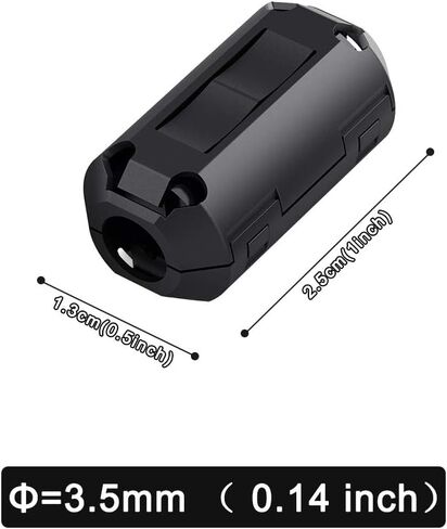 EMI RFI Noise Filter Cable Ring, Roctee 12 Pcs Ferrite Choke Snap On Noise Suppressor Cable Clip Electronic Ferrites Core for 3.5MM Diameter Wire (Black) in Kuwait