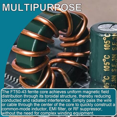 Toroidal Ferrite Cores Compatible with FT-82-43 Ferrite Toroidal Cores (Pack of 5) | Reduces RFI EMI RF HF Line Suppression and Signal Loss in Power Transformers in Saudi Arabia