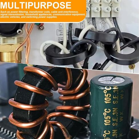 1.65 × 0.94 × 0.63 بوصة النوى الحلقية من الفريت، حلقية لمرشحات الكابلات، تثبيت الإشارة، قمع EMI للمحولات، ملفات الطاقة، لفائف الحث 8 عبوات in Saudi Arabia