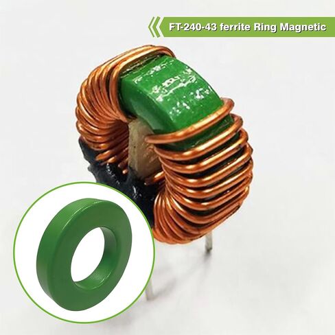 FT-240-43 Ferrite Ring Magnetic Core 43 Material - Diameter 2.4 Inches, Used for RFI Suppression, Broadband, and Power Transformers | Precision Manufacturing, Suitable for 5-500 MHz Applications in Saudi Arabia