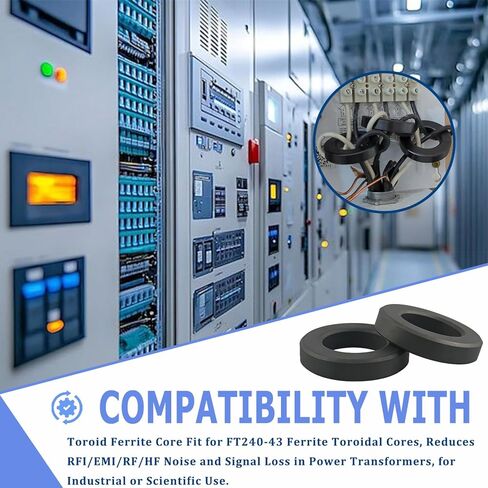 2-Pack Toroid Ferrite Core Fit for FT240-43 Ferrite Toroidal Cores, 2.37"– Reduces RFI/EMI/RF/HF Noise and Signal Loss in Power Transformers, for Industrial or Scientific Use in Saudi Arabia