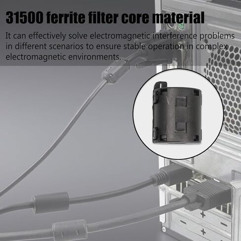 31500 Clip-on Ferrite Ring Core (6-piece Set), Suitable for Suppressing Radio Frequency and Electromagnetic Interference Noise in Power Cables, Data Cables, and Other Types of Cables. in Saudi Arabia