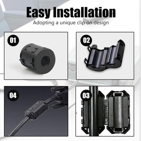 31500 Clip-on Ferrite Ring Core (6-piece Set), Suitable for Suppressing Radio Frequency and Electromagnetic Interference Noise in Power Cables, Data Cables, and Other Types of Cables. in Saudi Arabia