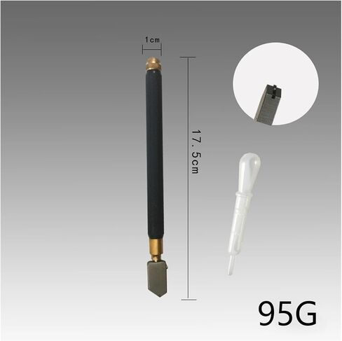 MIUYTRN TC-17 Oil Glass Cutter Metal Handle Diamond Straight Head Cutting Tool Black 17.5cm cuicui in Kuwait