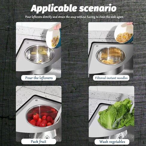 سلة فلتر حوض المطبخ العامة سلة فلتر حوض الفولاذ المقاوم للصدأ معلقة وسلة فلتر عمودية يمكن استخدامها لتصفية حوض المطبخ وتنظيف نفايات الطعام والخضروات والفواكه (A*1) in Kuwait