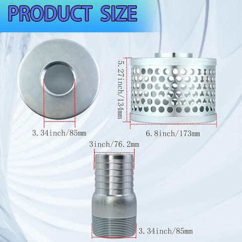 3 inch Round Hole Suction Strainer Filter for Pumps with Hose Connector,Carbon Plated Steel Basket Water Suction Filter, with NPT Female Thread, Reduces Solids Entering Pump,3 inch Set in Saudi Arabia