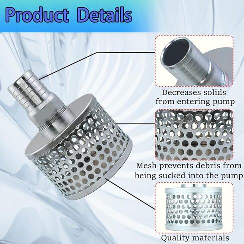 3 inch Round Hole Suction Strainer Filter for Pumps with Hose Connector,Carbon Plated Steel Basket Water Suction Filter, with NPT Female Thread, Reduces Solids Entering Pump,3 inch Set in Saudi Arabia