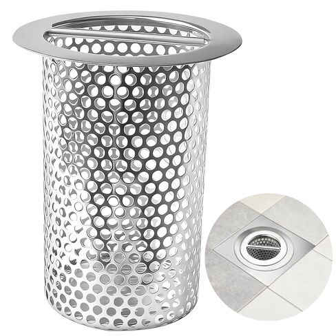 Commercial Floor Drain Strainer with Handle, 4.7 in Lip, 3.5 in Strainer, 5.9 in Height, Stainless Steel Mesh Basket, Fits 3.94/4.33 Pipes in Saudi Arabia