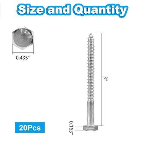 Yinpecly 30 Pcs 1/4" x 1" Hex Head Lag Screws, 304 Stainless Steel Lag Bolts Hexagon Head Wood Screws Heavy Duty Large Screws for TV Mounts, Deck, Boat Repair in Saudi Arabia