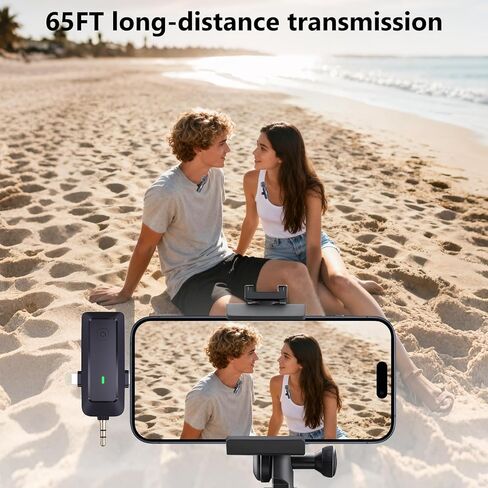 wireless lavalier microphone, suitable for iPhone/Android phones/cameras/computers/four in one lavalier microphone, suitable for video and audio recording, TikTok, etc., with microphone Bags, black in Saudi Arabia