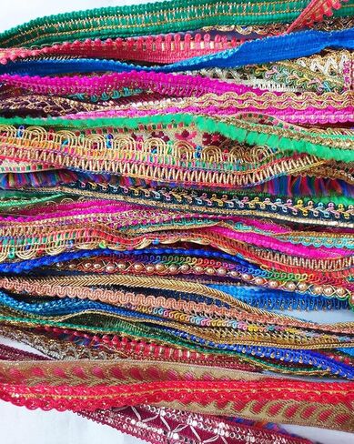 العتيقة ساري القطع الدانتيل الكثير للاشتراك الهدايا أقواس الشريط 25 pcs 25 ياردة (1 ياردة لكل) Zari Art Craft Scrapbook Borders DS356 in Kuwait