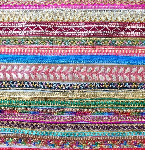 العتيقة ساري القطع الدانتيل الكثير للاشتراك الهدايا أقواس الشريط 25 pcs 25 ياردة (1 ياردة لكل) Zari Art Craft Scrapbook Borders DS356 in Kuwait