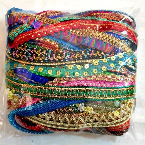 العتيقة ساري القطع الدانتيل الكثير للاشتراك الهدايا أقواس الشريط 25 pcs 25 ياردة (1 ياردة لكل) Zari Art Craft Scrapbook Borders DS356 in Kuwait