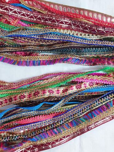 العتيقة ساري القطع الدانتيل الكثير للاشتراك الهدايا أقواس الشريط 25 pcs 25 ياردة (1 ياردة لكل) Zari Art Craft Scrapbook Borders DS356 in Kuwait