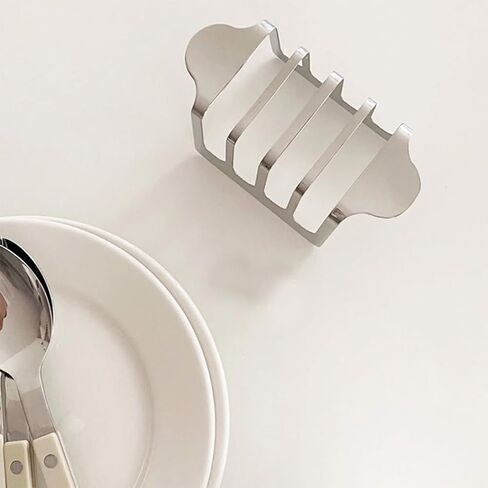 for Stainless Steel Bread Slice Holder Rack for Toast, Burgers, and Air Fryer Use, Countertop Bread Storage Tray, Silver, 12.4 x 6 x 6 cm in Saudi Arabia