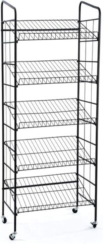 Displays2go BR5GSH24BK Rolling Baker's Display Rack with Five Angled Shelves in Kuwait
