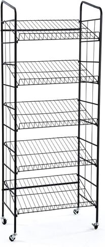 Displays2go BR5GSH24BK Rolling Baker's Display Rack with Five Angled Shelves in Kuwait