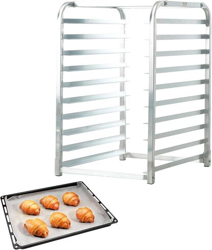 Happybuy 10-Tier Bun Pan Rack, 26" L x 20.3" W x 39" H, Aluminum Bakery Storage Trolley with Brake Wheels, Commercial Speed Rack for Home & Kitchen, Bread Baking Equipment in Saudi Arabia